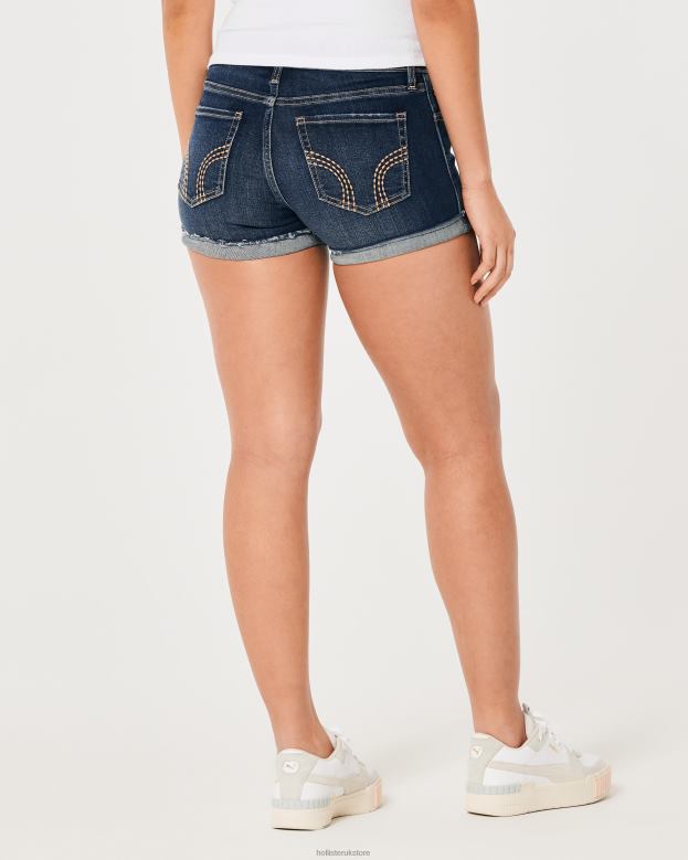 Bottoms Hollister Women Curvy Low-Rise Dark Wash Denim Shorts 3\\ 48820509 Dark Wash